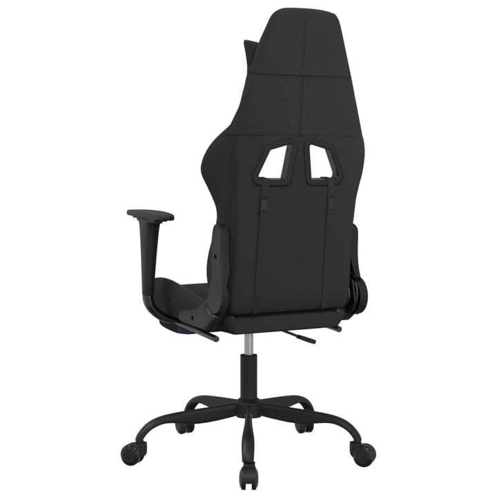 gamingstol med massagefunktion + fodstøtte stof sort og blå