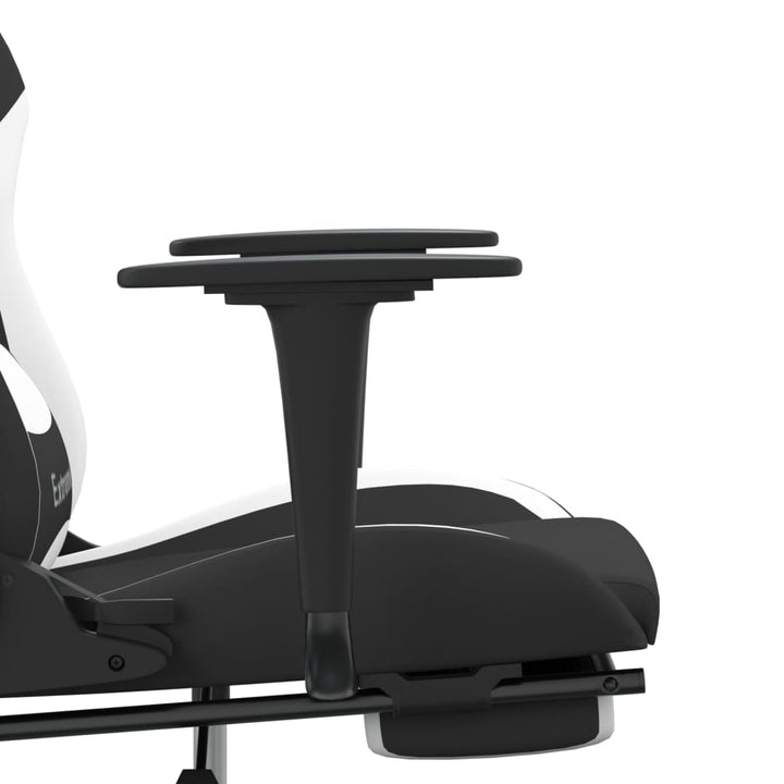 gamingstol med massagefunktion + fodstøtte stof sort og hvid