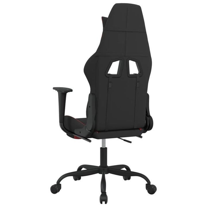 gamingstol med massagefunktion + fodstøtte stof sort og rød