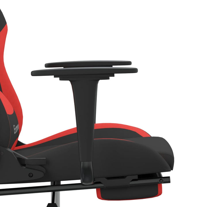 gamingstol med massagefunktion + fodstøtte stof sort og rød