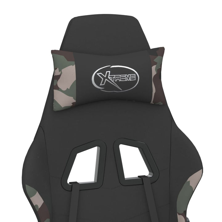 gamingstol med massagefunktion + fodstøtte stof sort camouflage