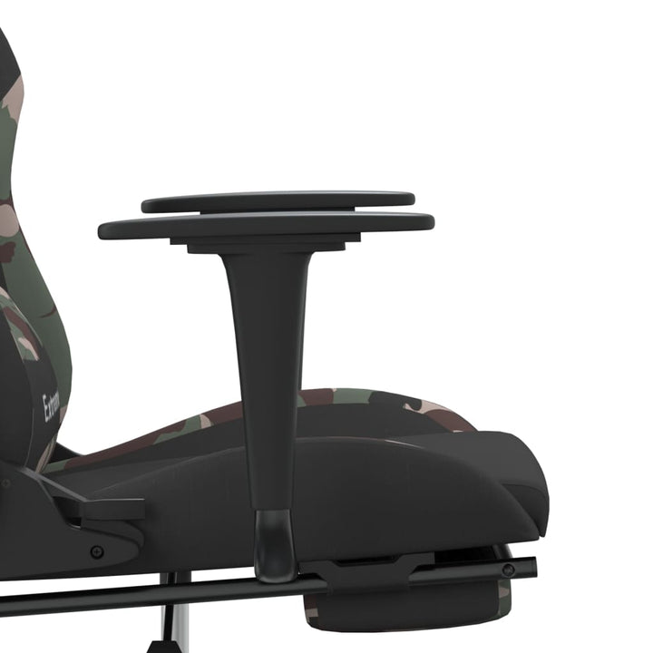 gamingstol med massagefunktion + fodstøtte stof sort camouflage