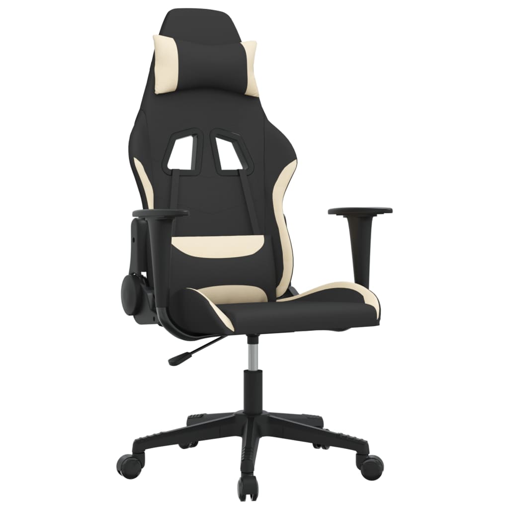 gamingstol med massagefunktion stof sort og cremefarvet