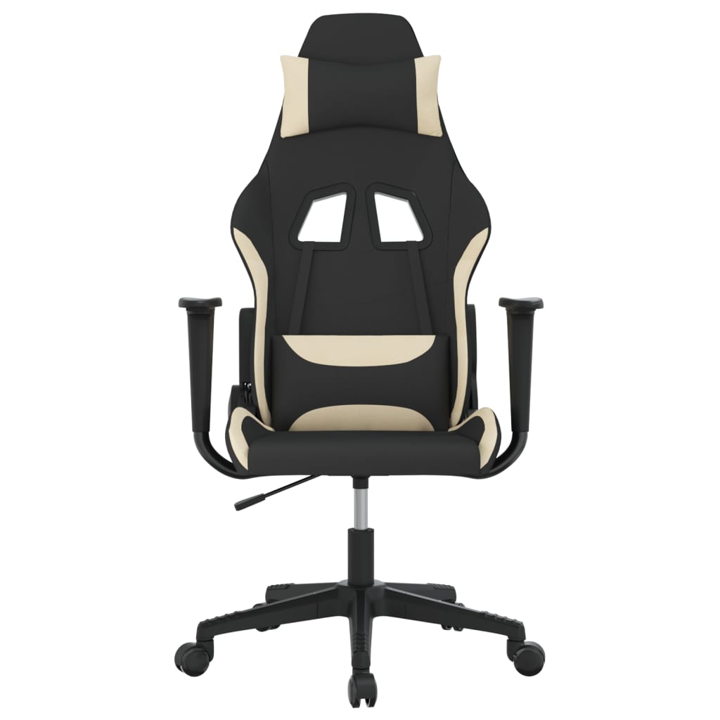 gamingstol med massagefunktion stof sort og cremefarvet