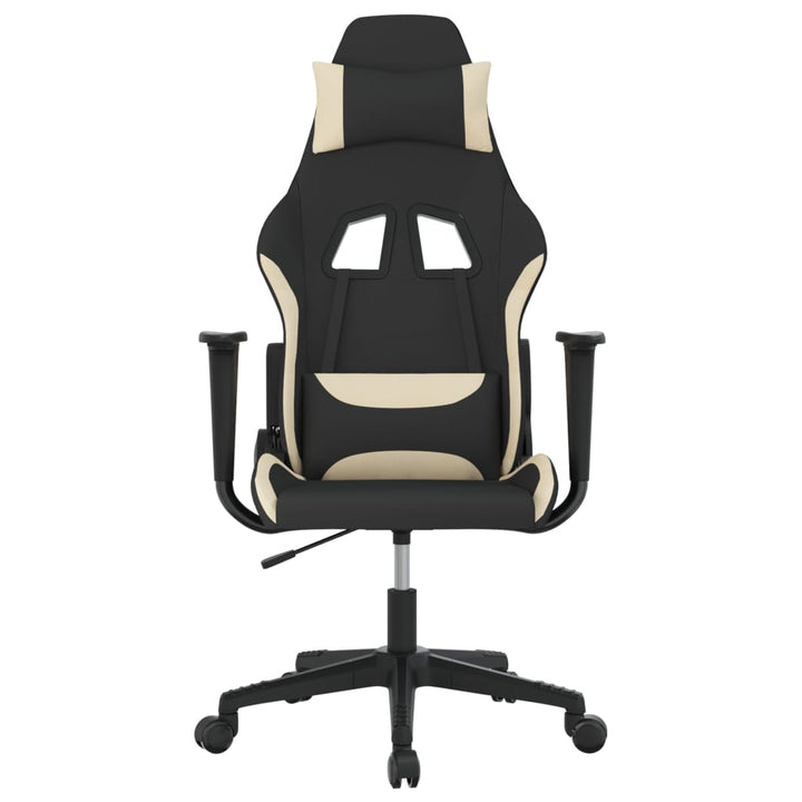 gamingstol med massagefunktion stof sort og cremefarvet