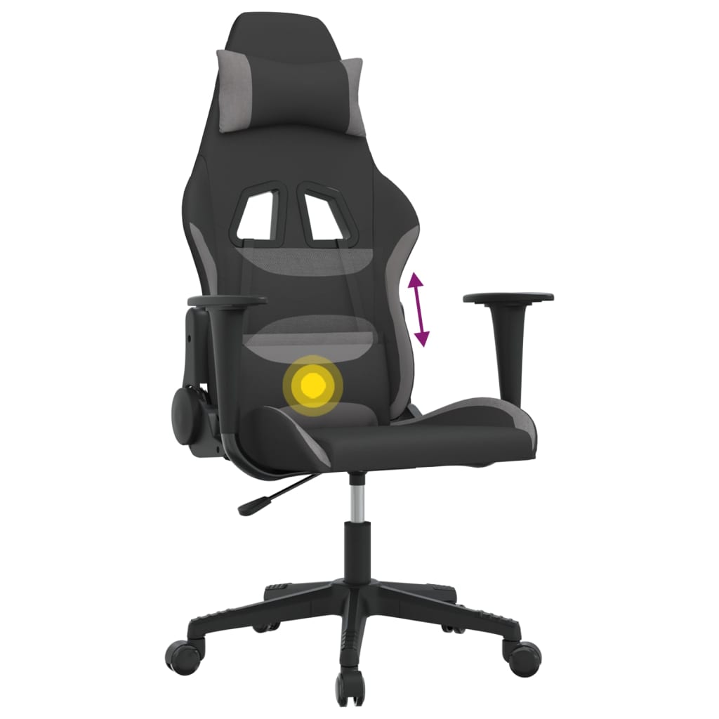 gamingstol med massagefunktion sort og lysegrå