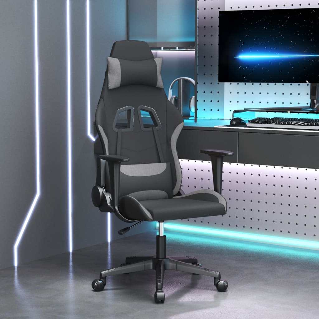 gamingstol med massagefunktion sort og lysegrå