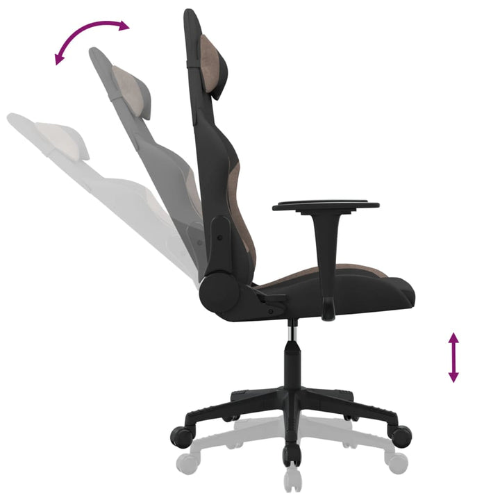 gamingstol med massagefunktion stof sort og gråbrun