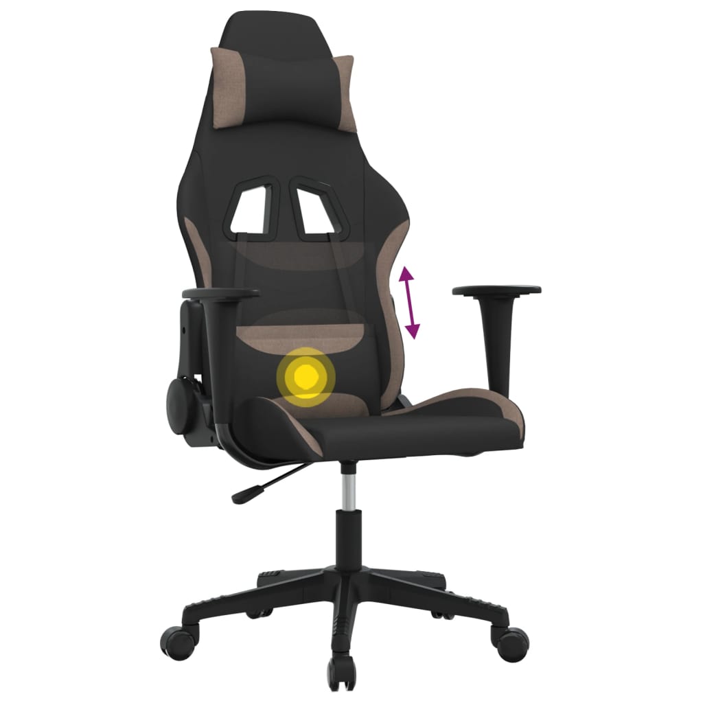 gamingstol med massagefunktion stof sort og gråbrun