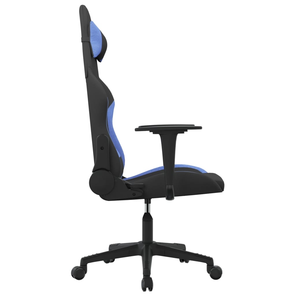 gamingstol med massagefunktion stof sort og blå
