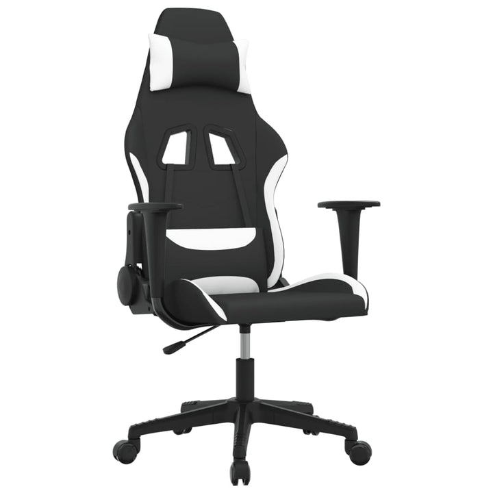 gamingstol med massagefunktion stof sort og hvid