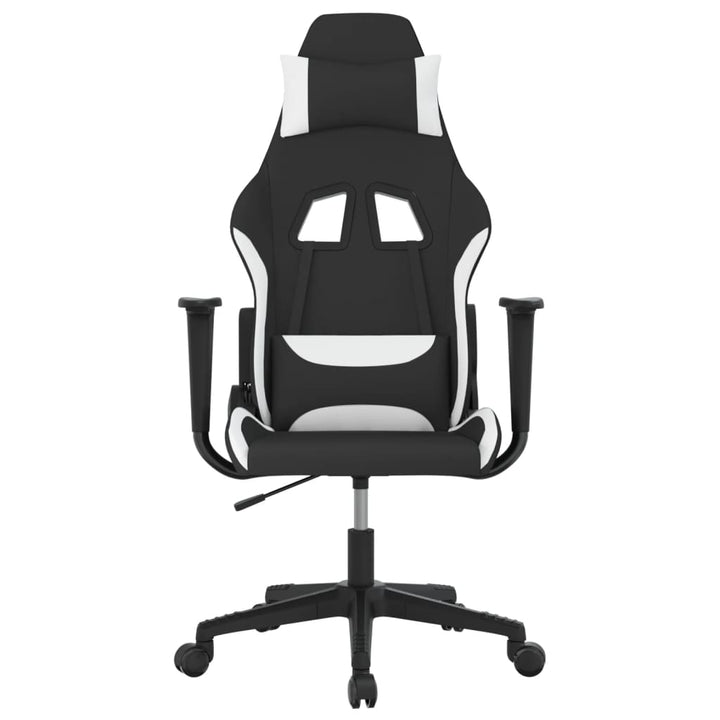 gamingstol med massagefunktion stof sort og hvid