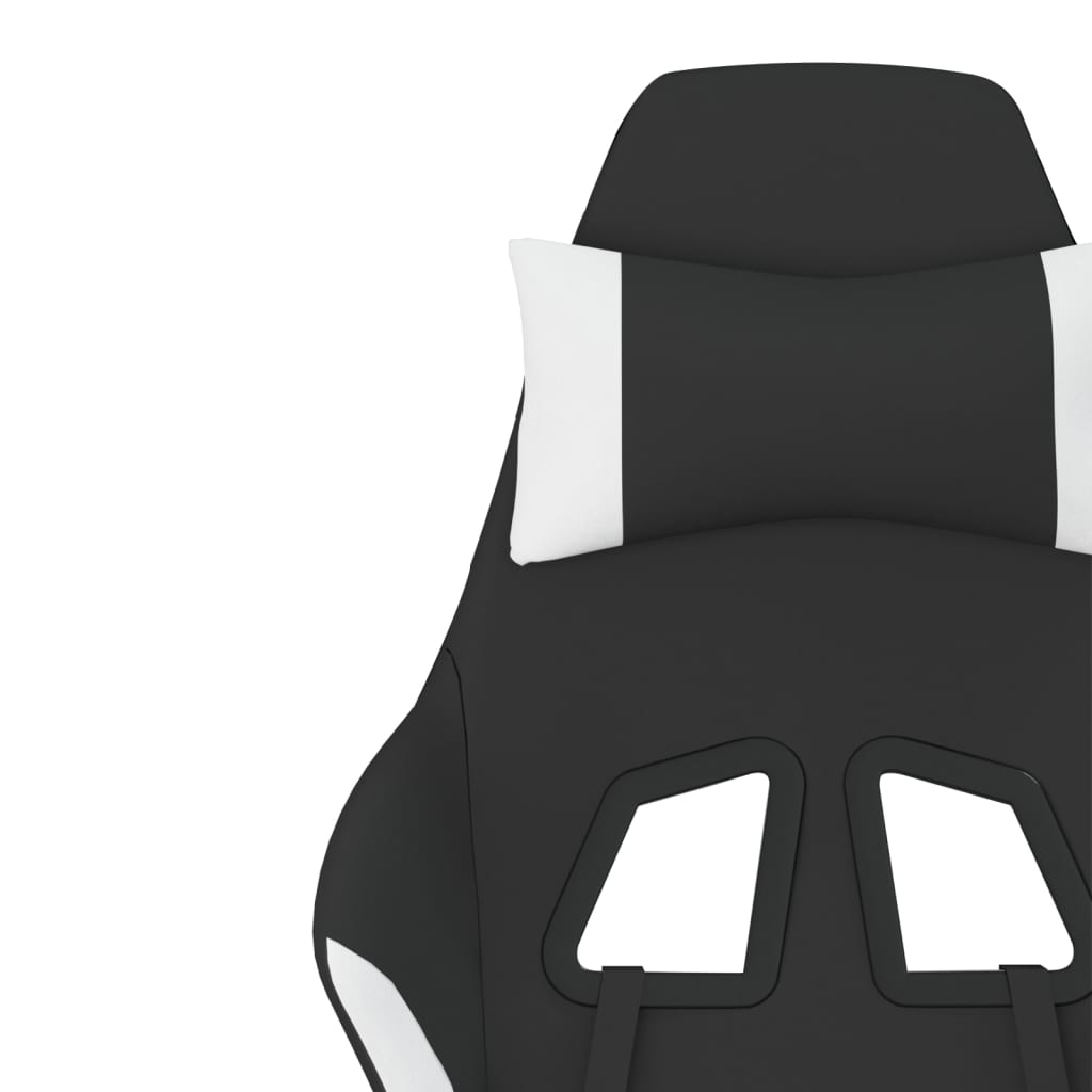 gamingstol med massagefunktion stof sort og hvid