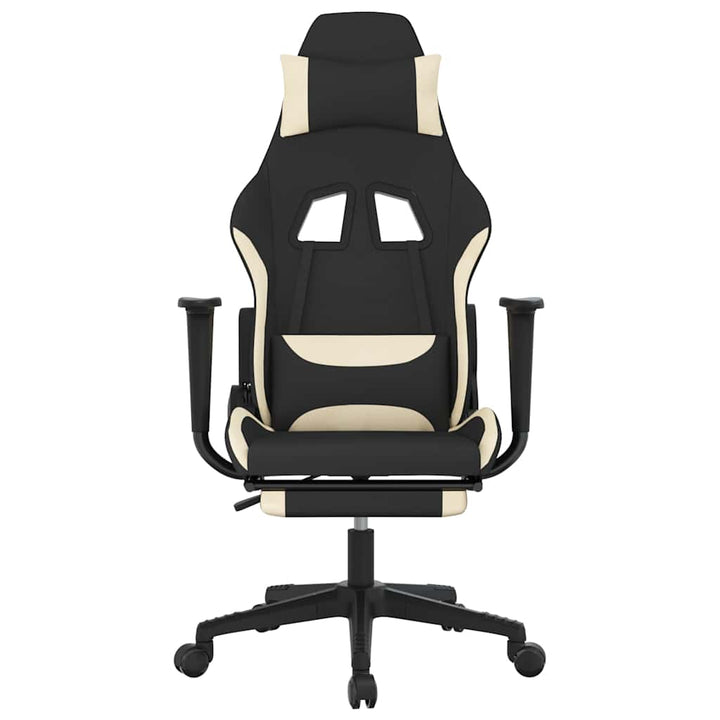 gamingstol med massagefunktion + fodstøtte stof sort og creme