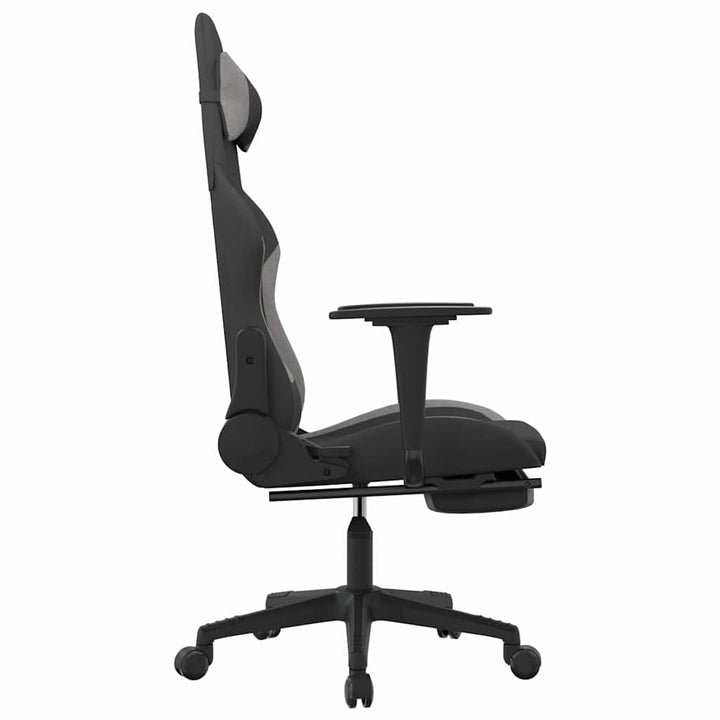 gamingstol med massagefunktion + fodstøtte stof sort og lysegrå