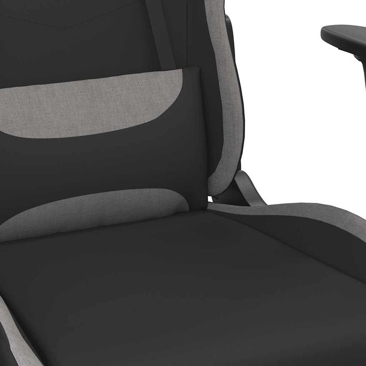 gamingstol med massagefunktion + fodstøtte stof sort og lysegrå