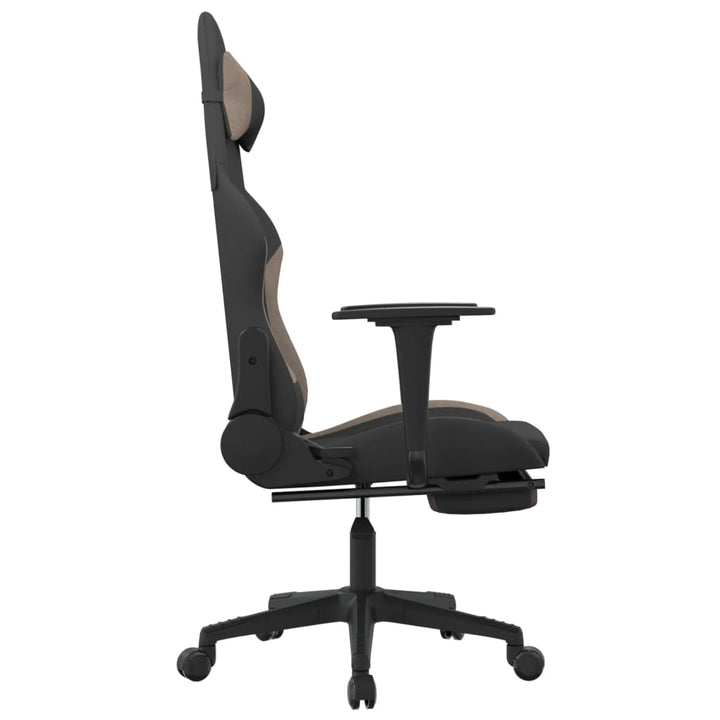 gamingstol med massagefunktion + fodstøtte stof sort og gråbrun