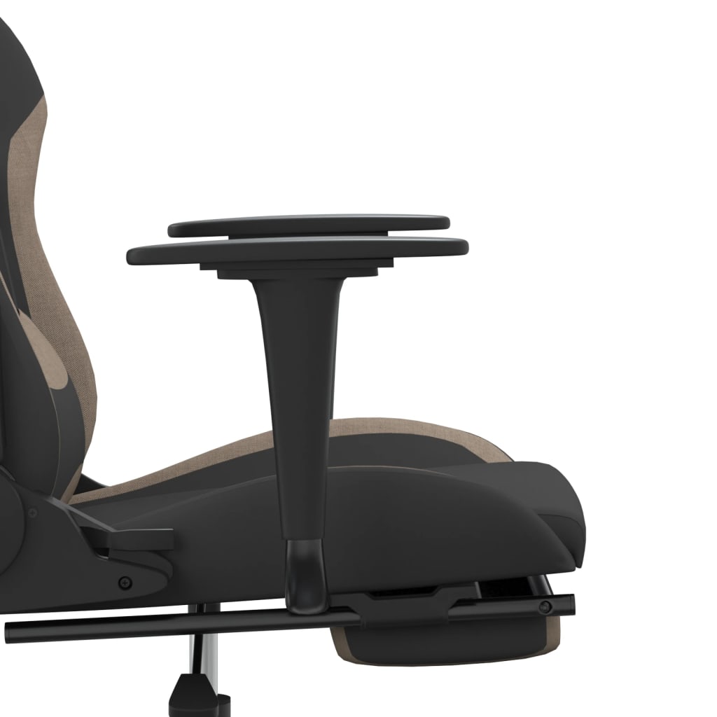 gamingstol med massagefunktion + fodstøtte stof sort og gråbrun