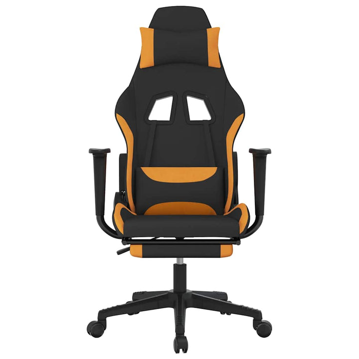 gamingstol med massagefunktion + fodstøtte stof sort og orange