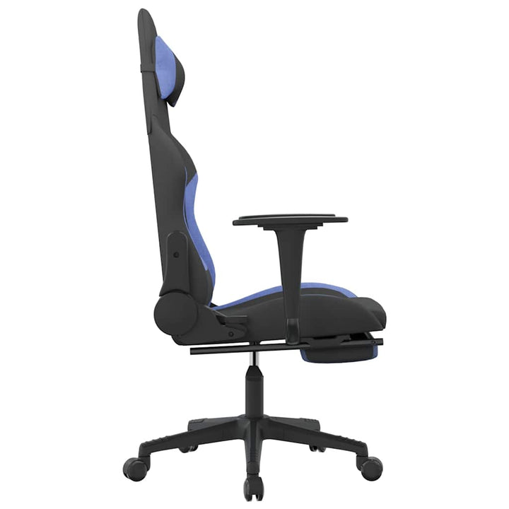 gamingstol med massagefunktion + fodstøtte stof sort og blå