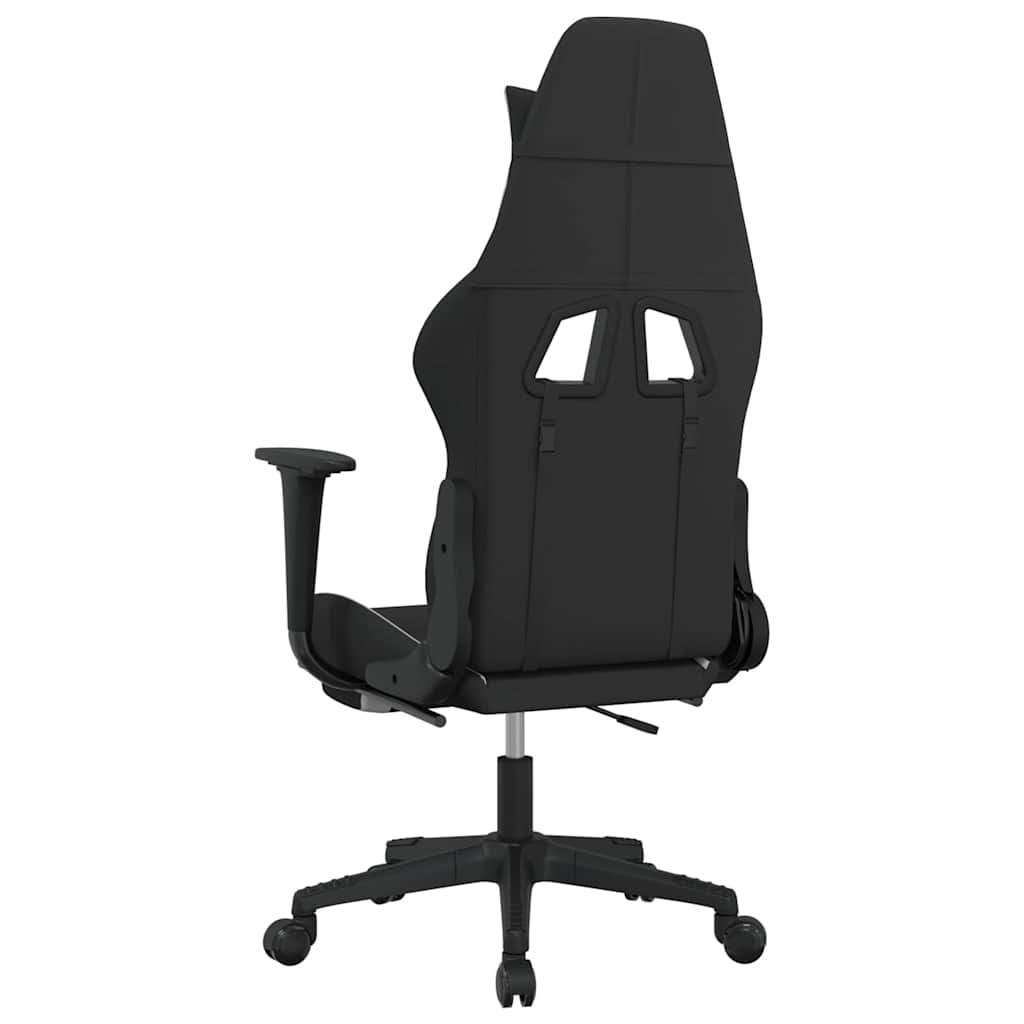gamingstol med massagefunktion + fodstøtte stof sort og hvid