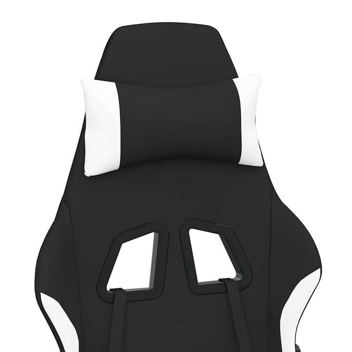 gamingstol med massagefunktion + fodstøtte stof sort og hvid