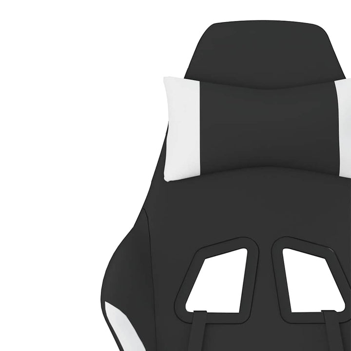 gamingstol med massagefunktion + fodstøtte stof sort og hvid