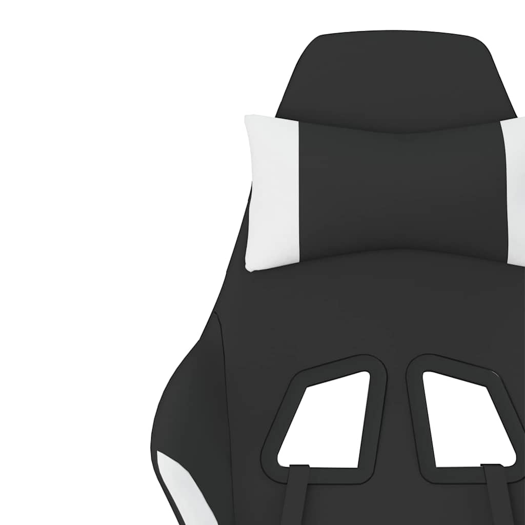 gamingstol med massagefunktion + fodstøtte stof sort og hvid