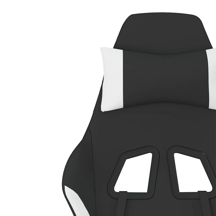 gamingstol med massagefunktion + fodstøtte stof sort og hvid