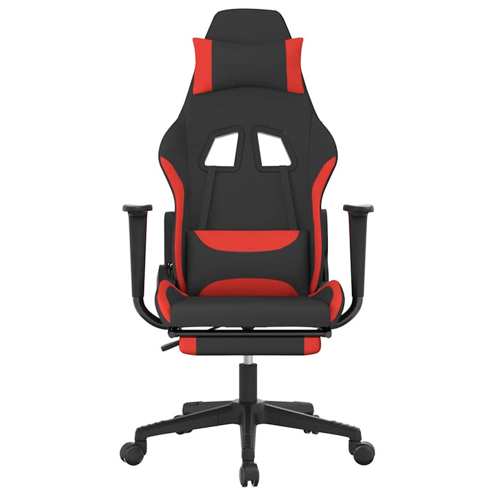 gamingstol med massagefunktion + fodstøtte stof sort og rød