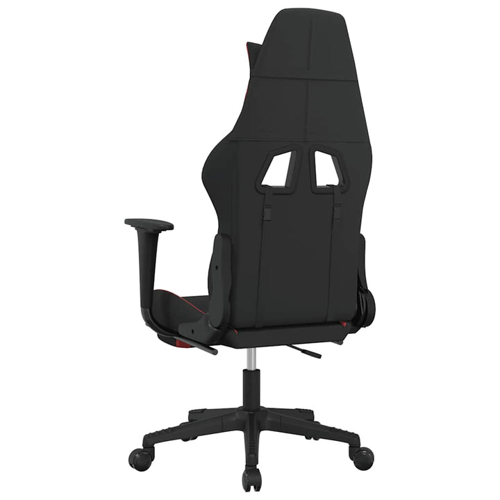 gamingstol med massagefunktion + fodstøtte stof sort og rød