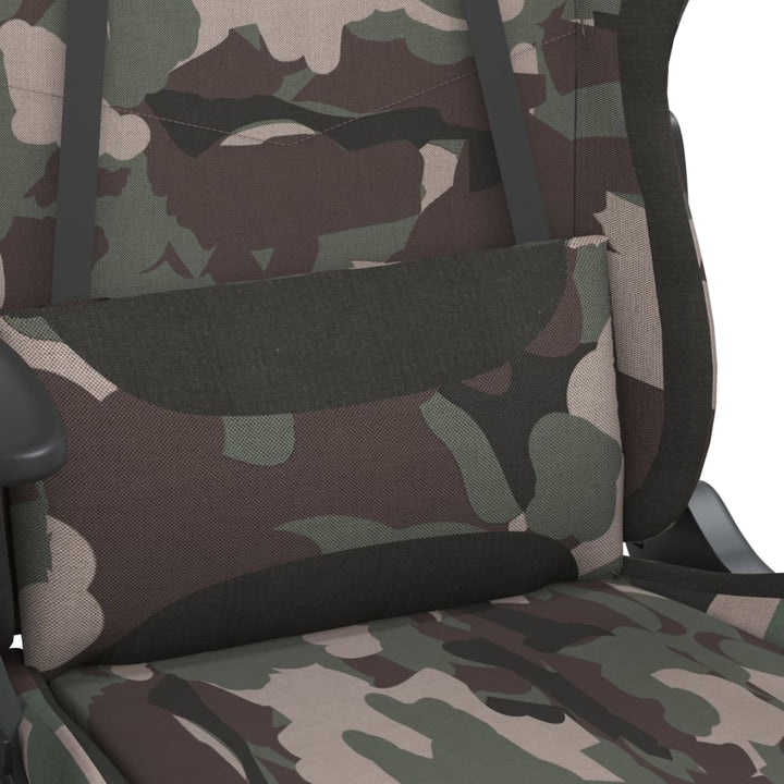 gamingstol med massagefunktion + fodstøtte stof sort camouflage