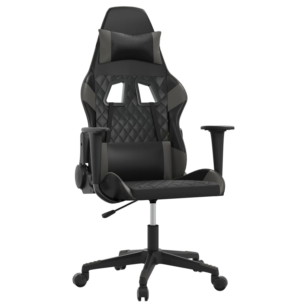 gamingstol m. massagefunktion kunstlæder sort og grå