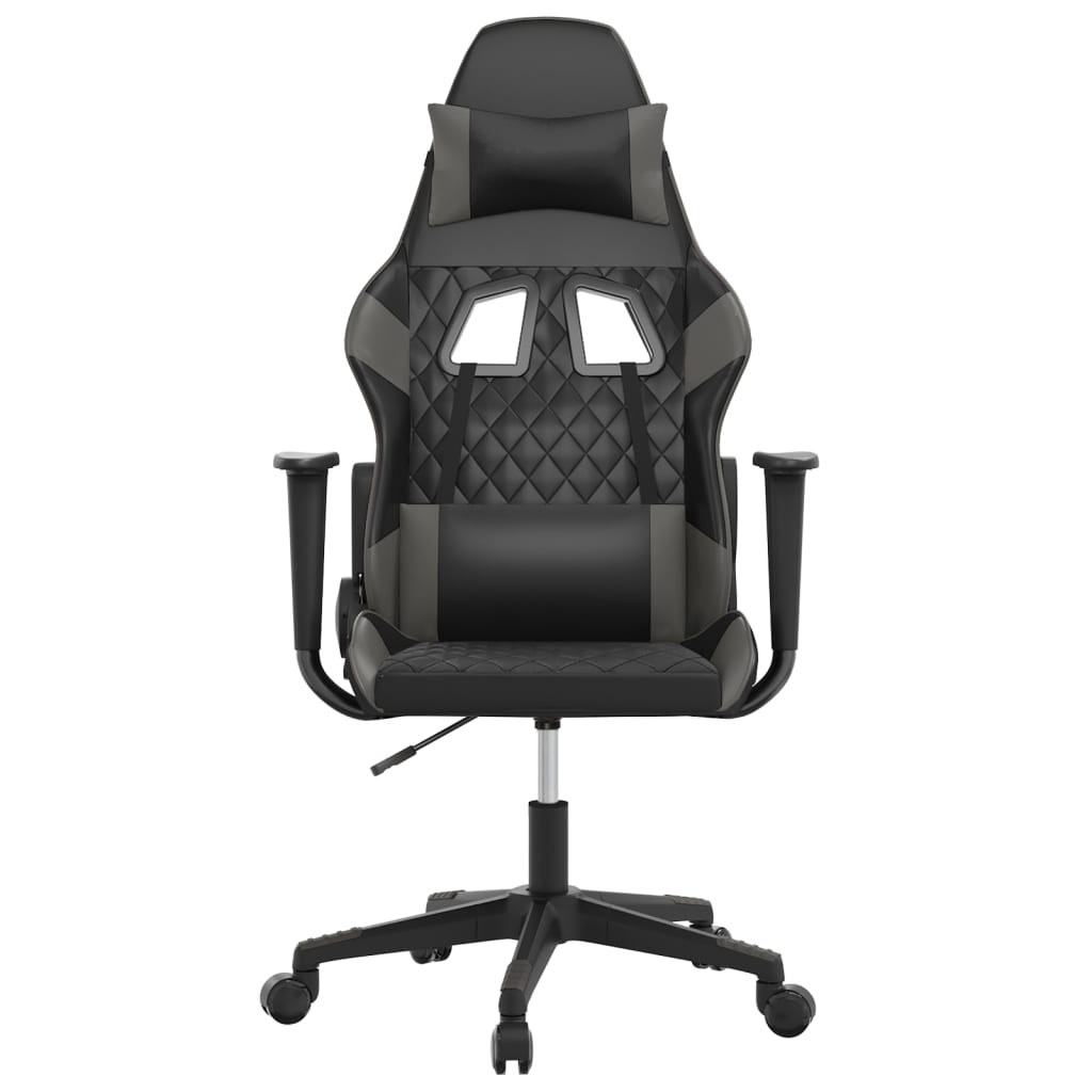 gamingstol m. massagefunktion kunstlæder sort og grå