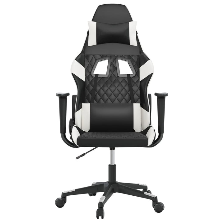 gamingstol med massagefunktion kunstlæder sort og hvid