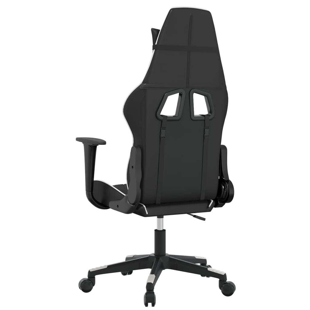 gamingstol med massagefunktion kunstlæder sort og hvid