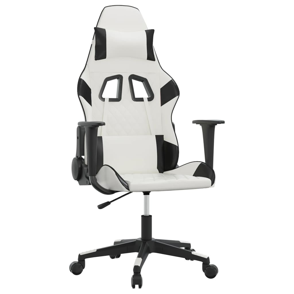gamingstol m. massagefunktion kunstlæder hvid og sort