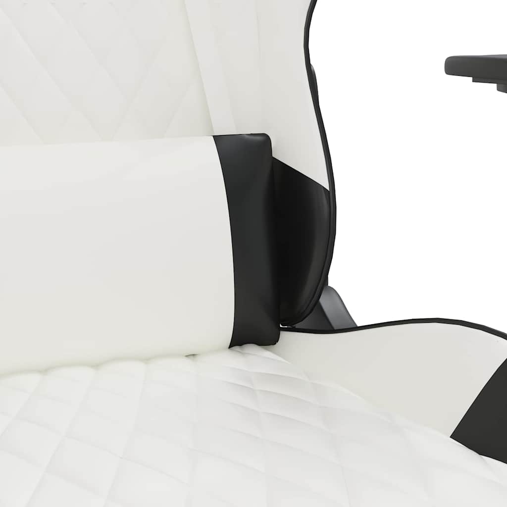 gamingstol m. massagefunktion kunstlæder hvid og sort