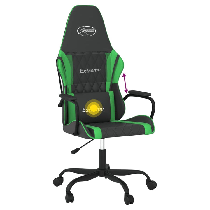 gamingstol m. massagefunktion kunstlæder sort og grøn