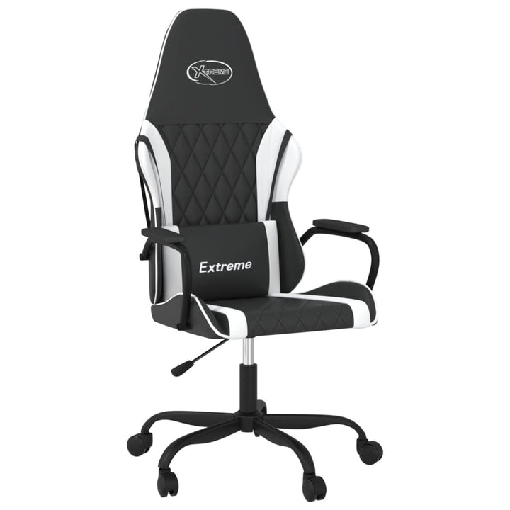 gamingstol med massagefunktion kunstlæder sort og hvid