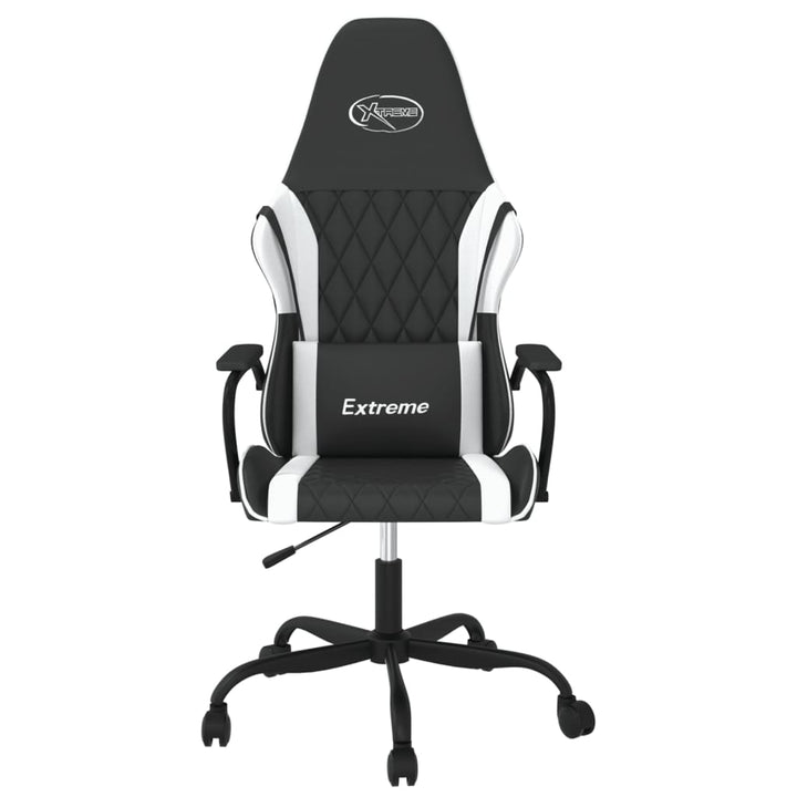 gamingstol med massagefunktion kunstlæder sort og hvid