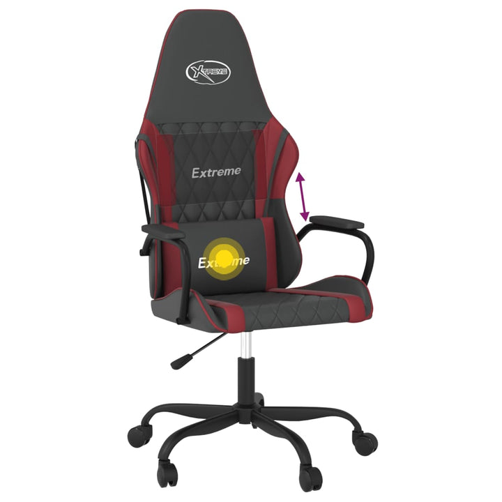 gamingstol m. massagefunktion kunstlæder sort og vinrød