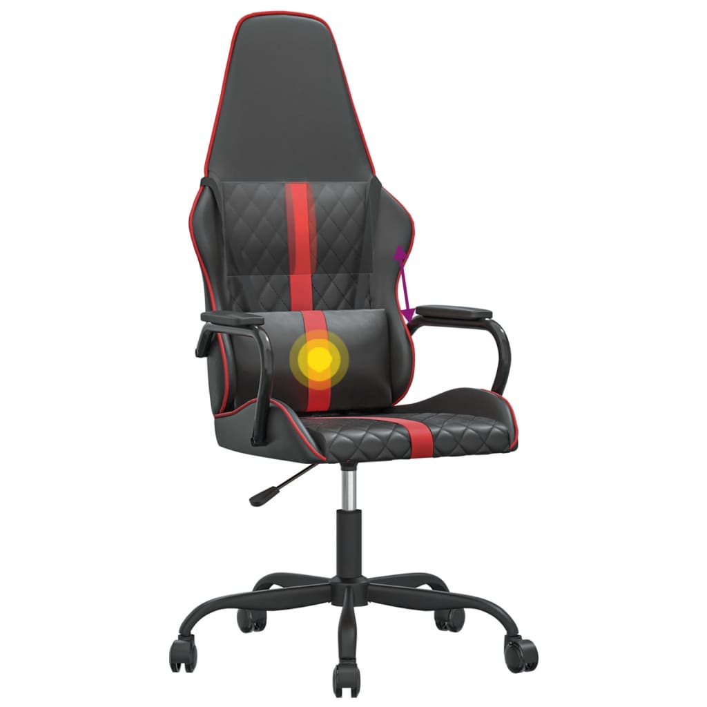 gamingstol m. massagefunktion kunstlæder rød og sort