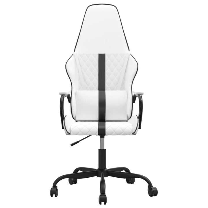gamingstol med massagefunktion kunstlæder sort og hvid