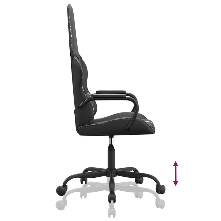 gamingstol med massagefunktion kunstlæder camouflage og sort