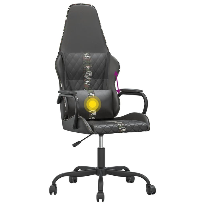 gamingstol med massagefunktion kunstlæder camouflage og sort