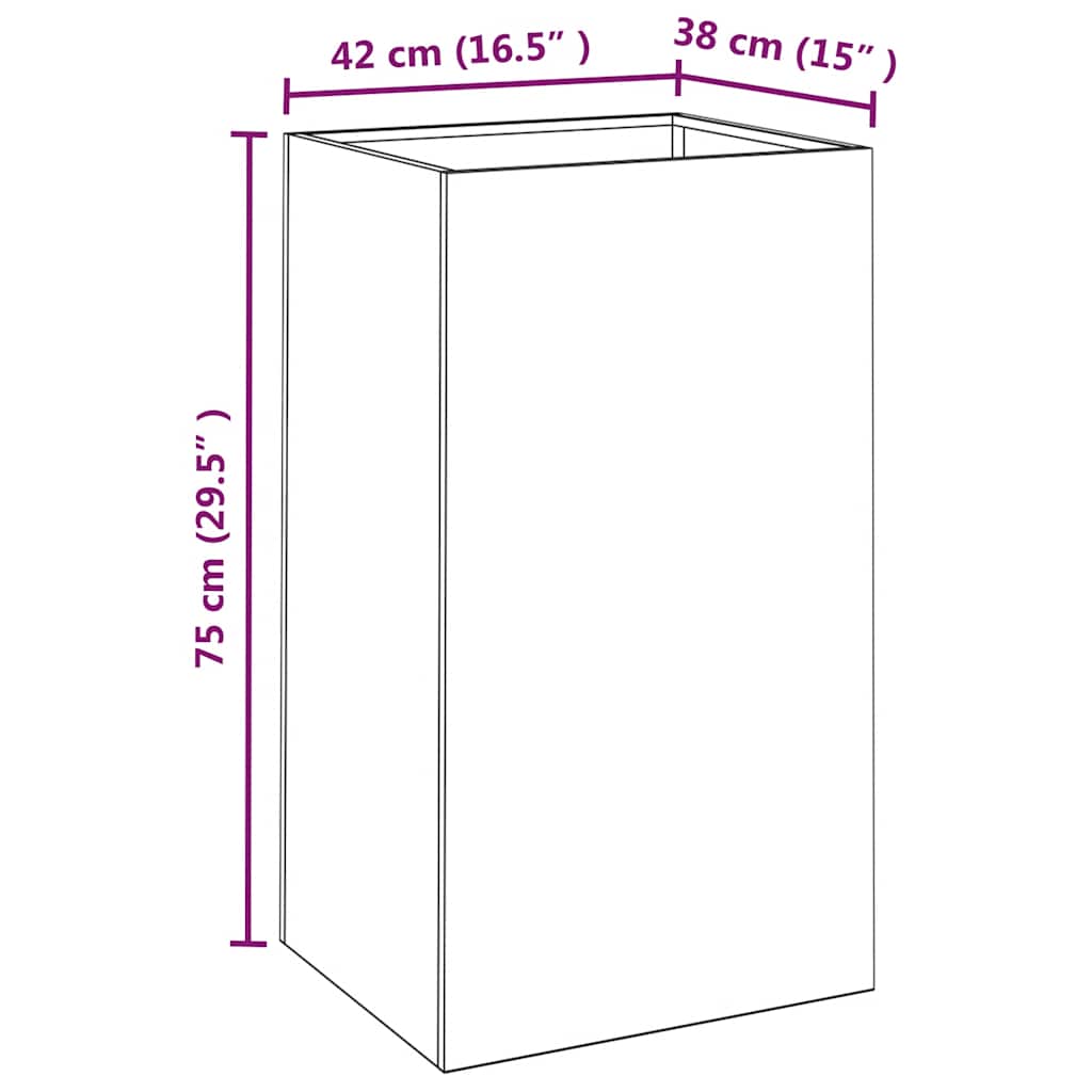 plantekasse 42x38x75 cm cortenstål