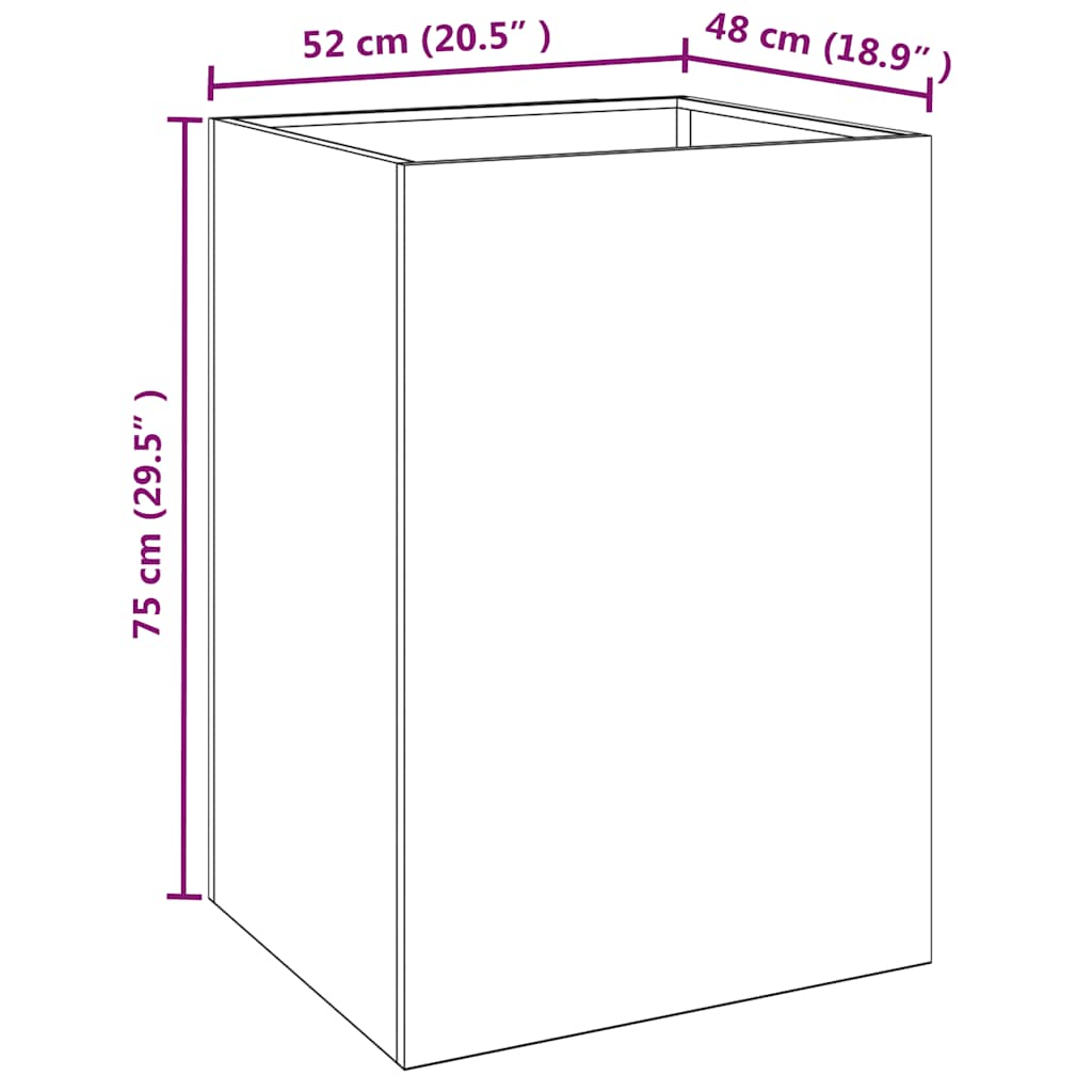 plantekasse 52x48x75 cm cortenstål
