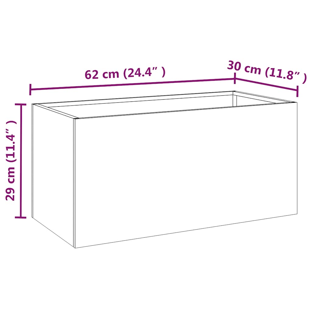 plantekasse 62x30x29 cm cortenstål