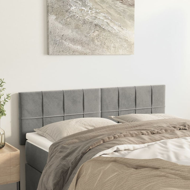 sengegavle 144x5x78/88 cm fløjl lysegrå